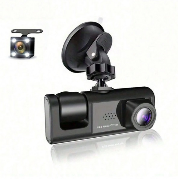 Dash Cam HD 1080P 3-Channel with Front, Rear & Inside Inc. + Night Vision + SD card included - Image 2