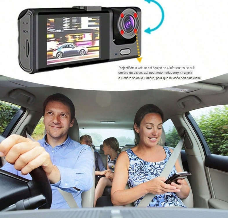 Dash Cam HD 1080P 3-Channel with Front, Rear & Inside Inc. + Night Vision + SD card included - Image 8
