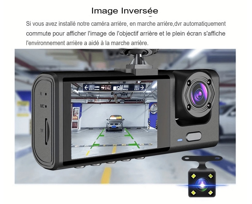 Dash Cam HD 1080P 3-Channel with Front, Rear & Inside Inc. + Night Vision + SD card included - Image 11